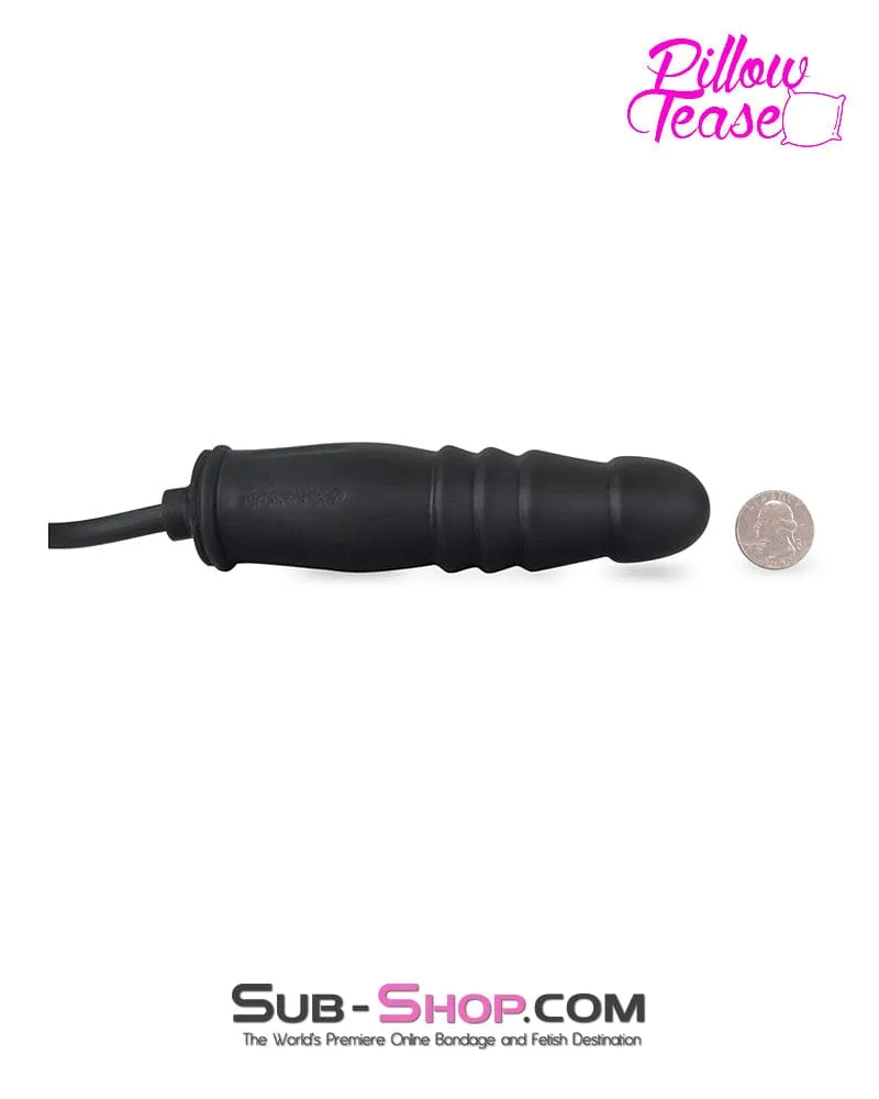 1820MQ      Inflatable Ribbed Black Rubber Dildo