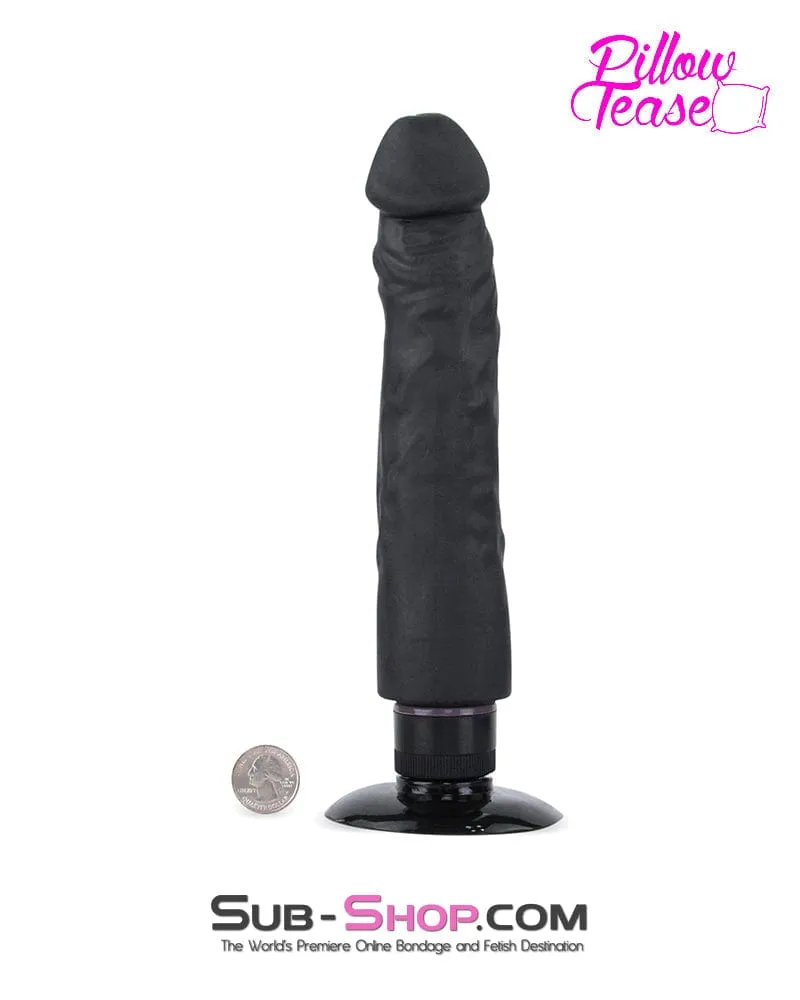 6945M-SIS      Prissy Sissy's 8" Vibrating Realistic Skin Dildo with Suction Cup, Black